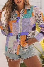 Multicolor Mixed Print Button Front Cuffed Sleeve Shirt