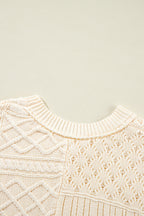 Beige Cable Knit Dolman Armholes Sweater Tank