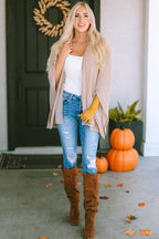 Apricot Lace Trim Ribbed Oversize Kimono