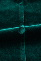 Evergreen Sequin Patchwork Sleeve Button Up Velvet Top