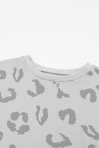 Leopard Animal Print Drop Shoulder Loose Sleeve Casual Top
