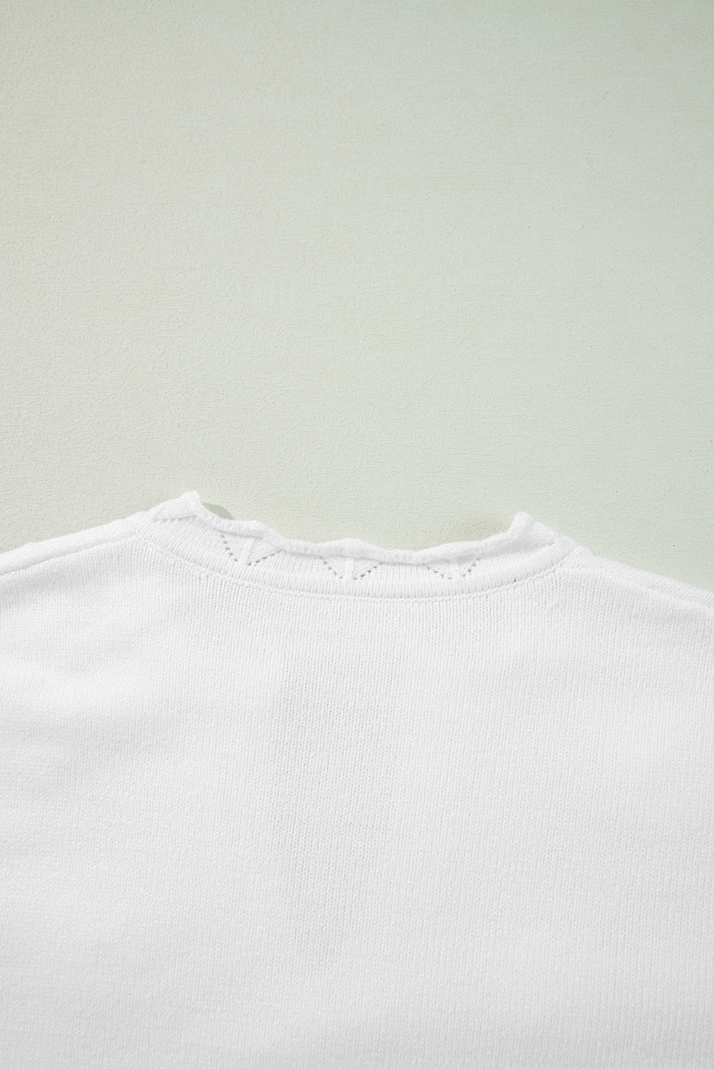 Peach Blossom Flower Detail Knitted Notched Neck Sweater