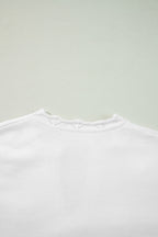 Peach Blossom Flower Detail Knitted Notched Neck Sweater