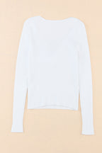 White Cable Crossed V Neck Sweater