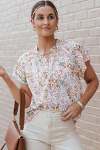 Multicolor Floral Mandarin Collar Top