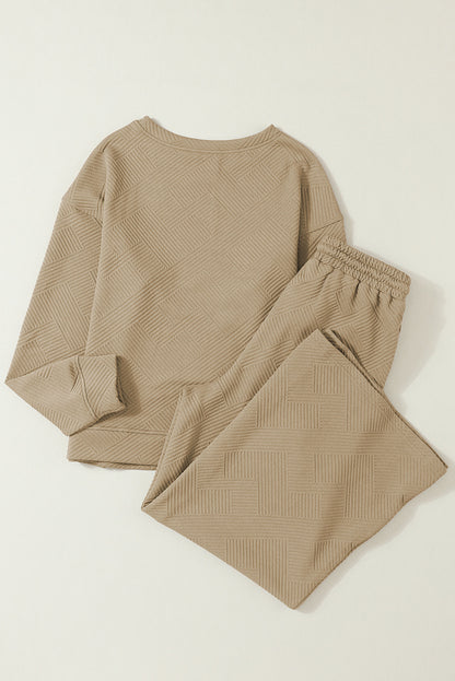 Gray Ultra Loose Textured 2pcs Slouchy Outfit