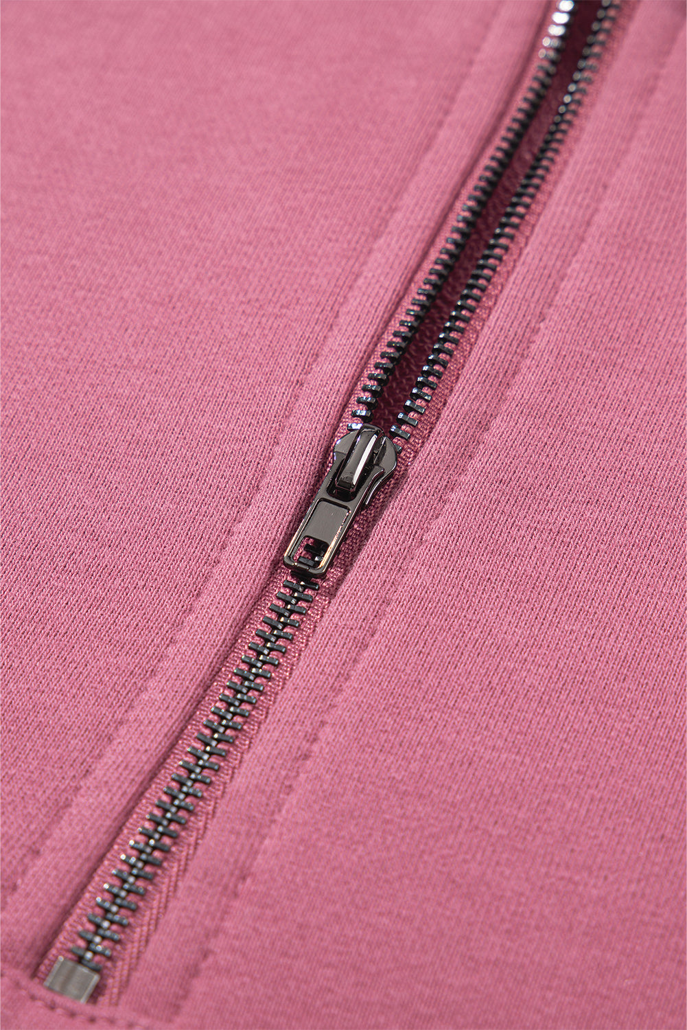 Parchment Solid Kangaroo Pocket Half Zipper Oversized Hoodie