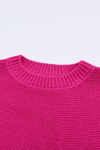 Khaki Hollowed Bubble Sleeve Knit Sweater