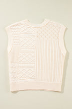Beige Cable Knit Dolman Armholes Sweater Tank