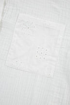 White Broidered Anglaise Crinkle Loose Shirt