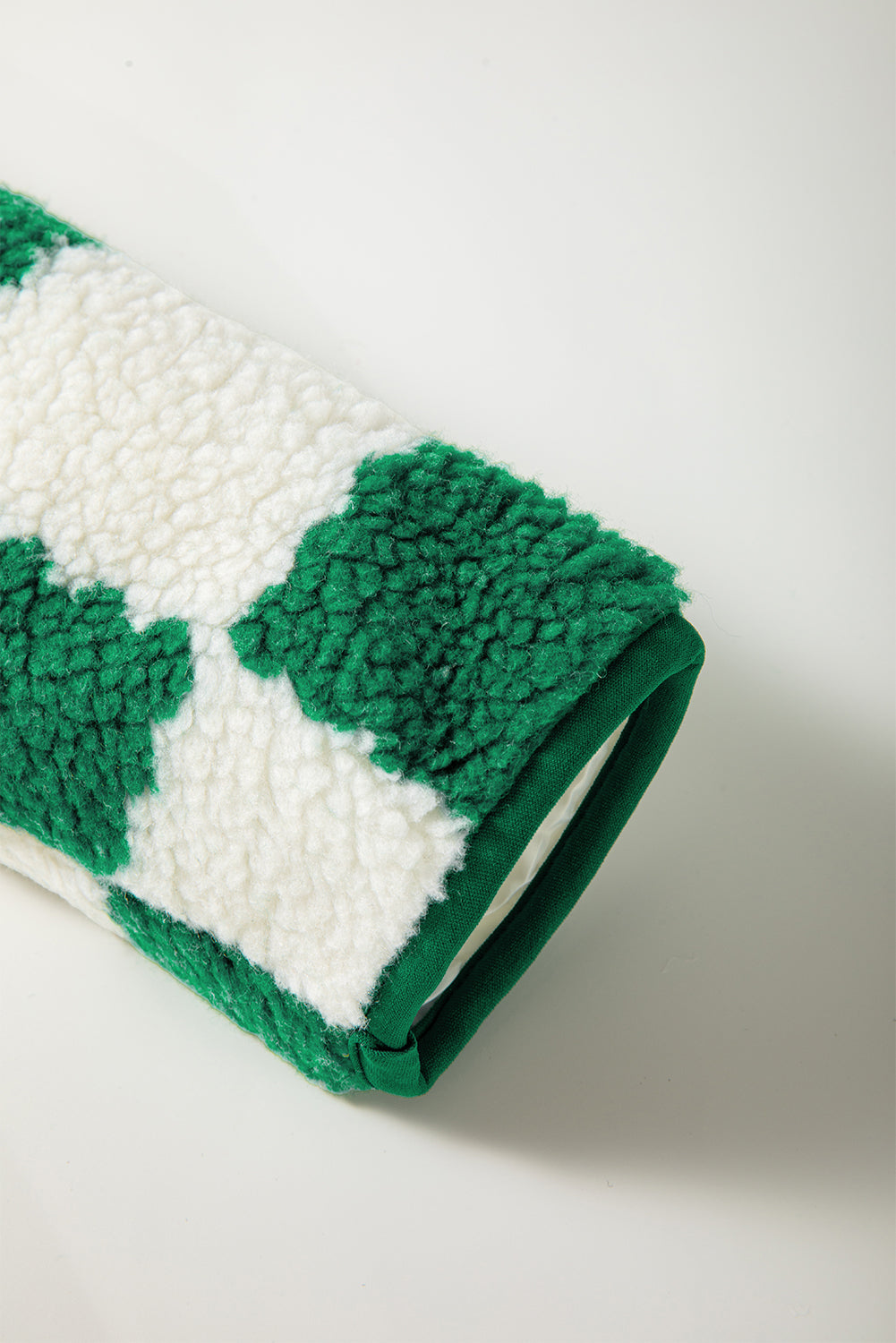 Brown Checked Snap Button Sherpa Jacket