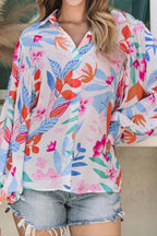 Multicolor Vibrant Floral Printed Billowy Sleeve Shirt