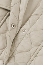 Beige 4 Big Pockets Quilted Button Down Puffer Coat