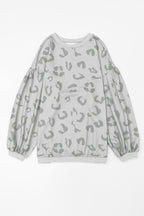Leopard Animal Print Drop Shoulder Loose Sleeve Casual Top