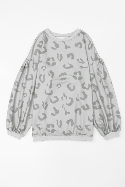 Leopard Animal Print Drop Shoulder Loose Sleeve Casual Top