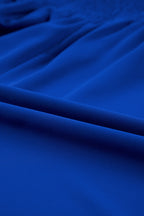 Dark Blue Shirred Ruffled Square Neck Plus Size Mini Dress