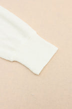 White Long Sleeve Cutout Shoulder Relaxed Sweater