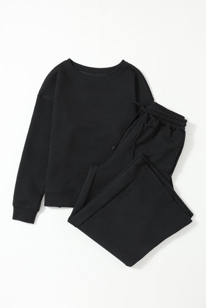 Gray Ultra Loose Textured 2pcs Slouchy Outfit