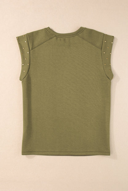 Guacamole Green Studded Short Sleeve Top