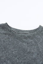 Rose Acid Wash Relaxed Fit Seamed Pullover Sweatshirt with Slits