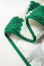 Brown Checked Snap Button Sherpa Jacket