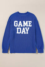 Dark Grey Corded GAME DAY Graphic Long Sleeve Crewneck Top