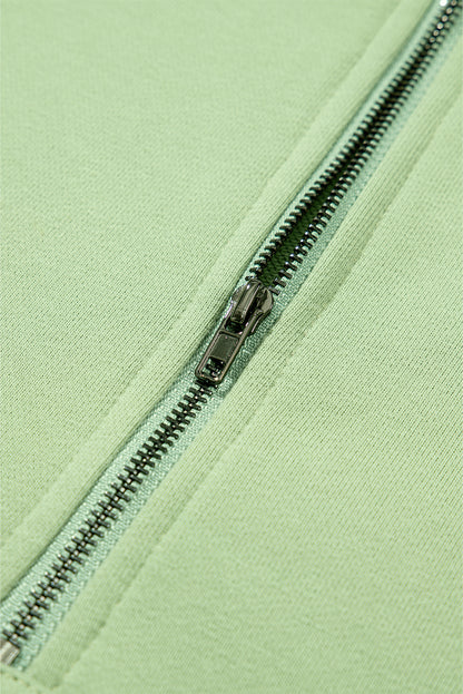 Parchment Solid Kangaroo Pocket Half Zipper Oversized Hoodie