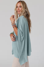 Apricot Lace Trim Ribbed Oversize Kimono