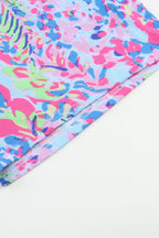 Sky Blue Floral Long Sleeve Top and Drawstring Shorts Set