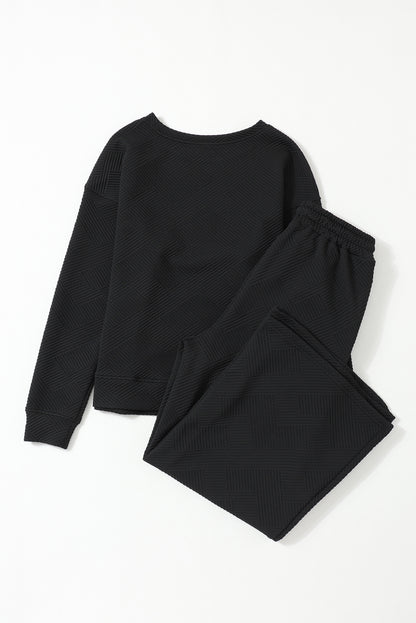 Gray Ultra Loose Textured 2pcs Slouchy Outfit