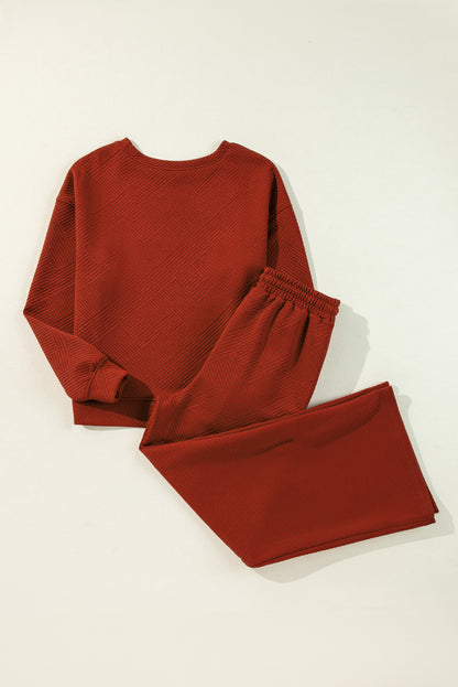 Gray Ultra Loose Textured 2pcs Slouchy Outfit