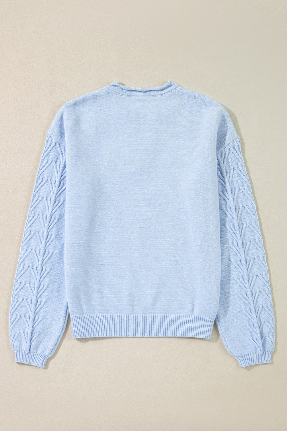 Peach Blossom Flower Detail Knitted Notched Neck Sweater