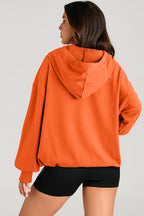 Parchment Solid Kangaroo Pocket Half Zipper Oversized Hoodie