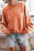 Sky Blue Drop Shoulder Crew Neck Pullover Sweatshirt
