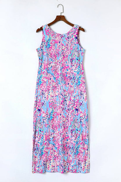 Sky Blue Loose Painted Floral Tee