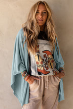 Apricot Lace Trim Ribbed Oversize Kimono