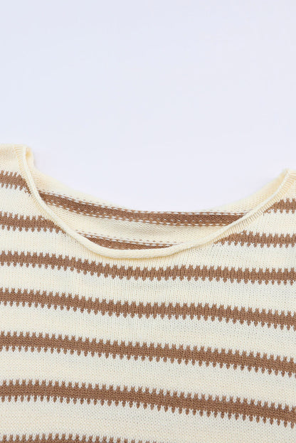 Yellow Striped Drop Shoulder Oversized Sweater