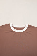 Rose Red Contrast Trim Cap Sleeve Tee Shorts Set