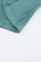 Green Exposed Seam Waffle Knit Loose Top