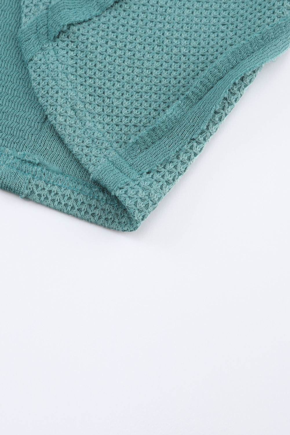 Green Exposed Seam Waffle Knit Loose Top