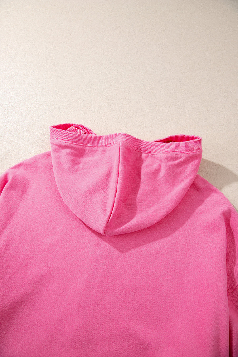 Parchment Solid Kangaroo Pocket Half Zipper Oversized Hoodie