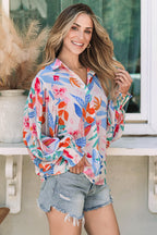 Multicolor Vibrant Floral Printed Billowy Sleeve Shirt