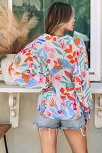 Multicolor Vibrant Floral Printed Billowy Sleeve Shirt