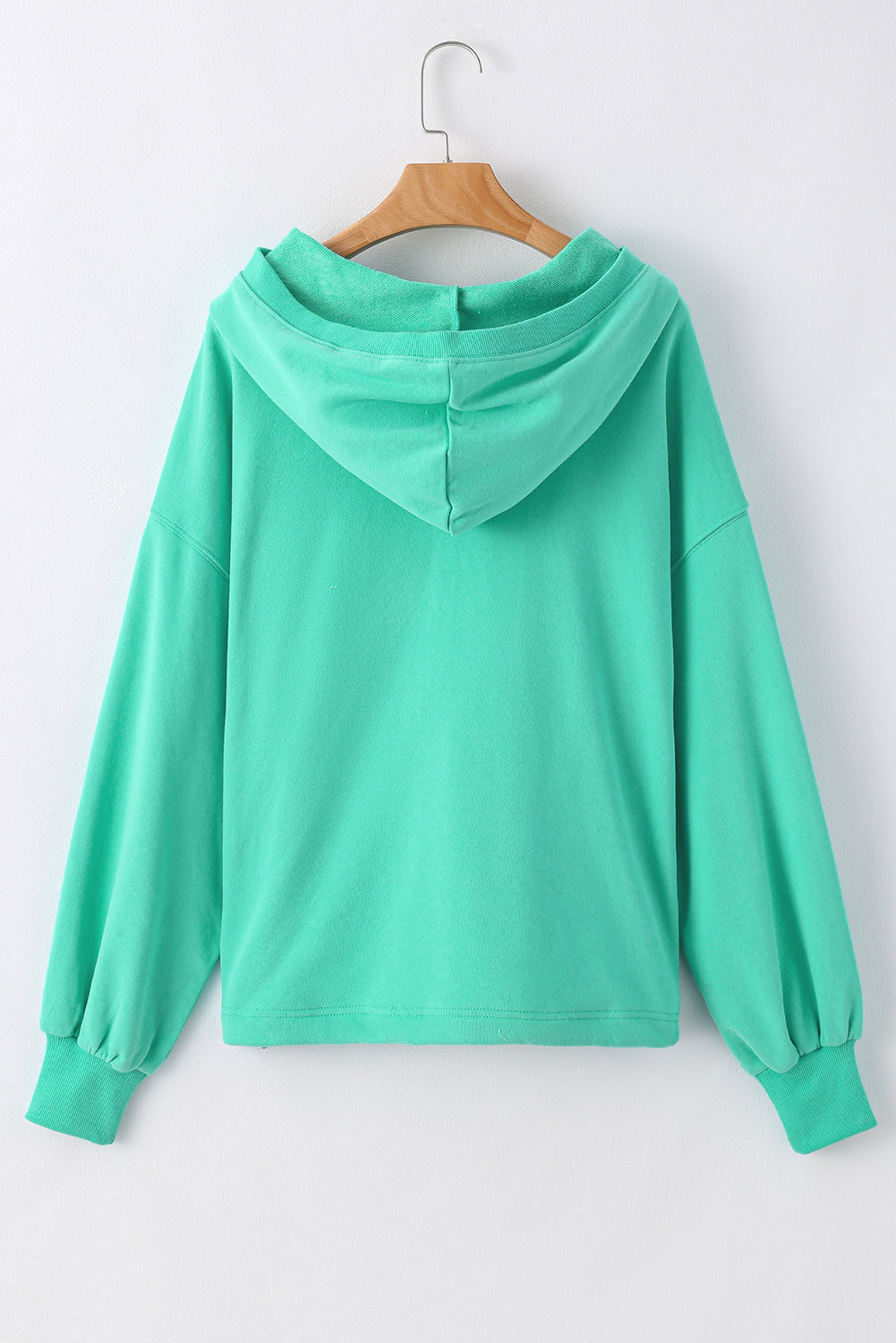 Parchment Solid Kangaroo Pocket Half Zipper Oversized Hoodie