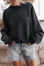 Sky Blue Drop Shoulder Crew Neck Pullover Sweatshirt