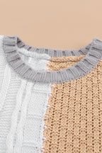 Brown Colorblock Mixed Textured Sweater