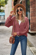 Black Waffled Knit Lace Long Sleeve Buttoned Cardigan