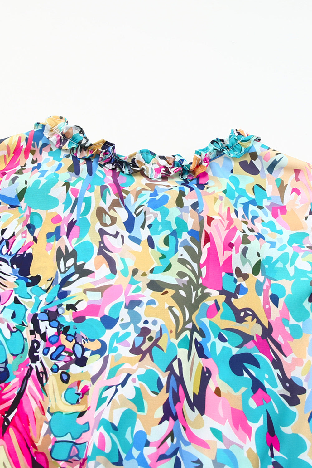 Sky Blue Loose Painted Floral Tee