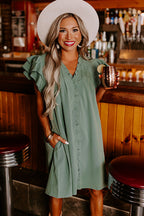 Black Ruffle Sleeve V Neck Frilled Shift Dress