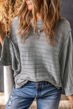 Apricot Exposed Seam Ribbed Knit Dolman Sweater